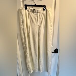 Elegant Banana Republic Cream Wide-Leg Lined Pants Tall